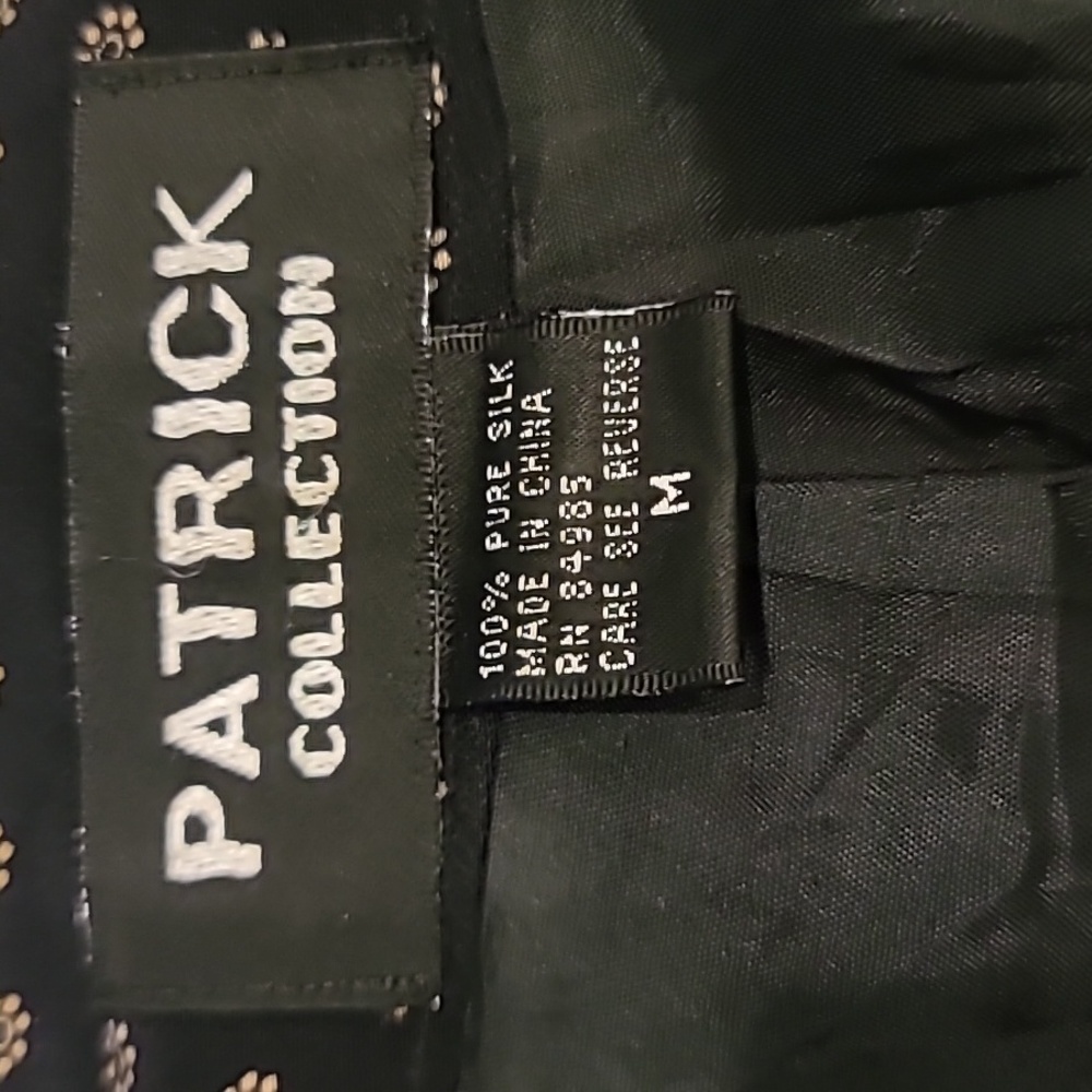 Patrick Collection 100% Silk Collarless Jacket Black White Medium - Picture 8 of 15